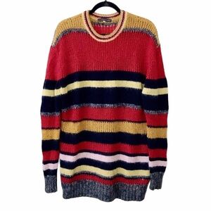 AlexaChung Red Striped Knit Mohair Sweater XS